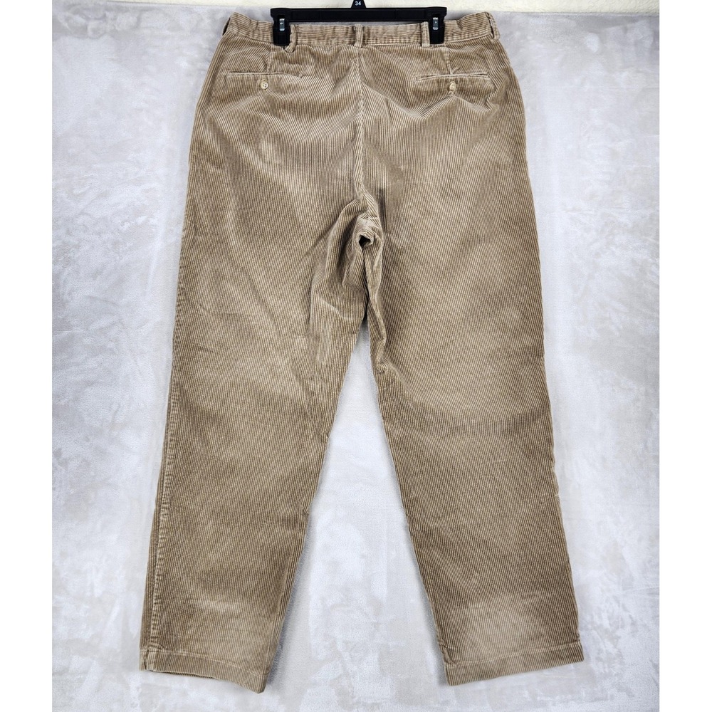 Polo Ralph Lauren Corduroy Pants Mens 38x32 Beige Andrew Pleated Classic Fit - Picture 2 of 13
